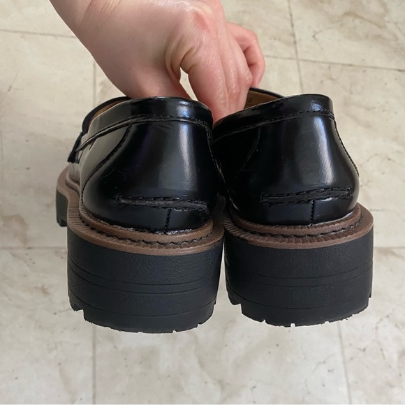 $150 Sam Edelman Laurs Black Leather Chunky Sole Platform Grunge Loafers Size 6 - Picture 13 of 16